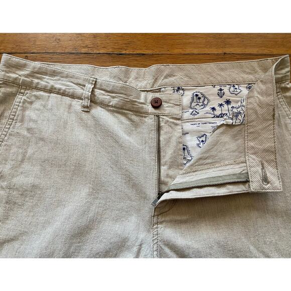 TOMMY BAHAMA Beige Pinstripe Linen/Cotton Shorts sz 35 - Picture 3 of 11